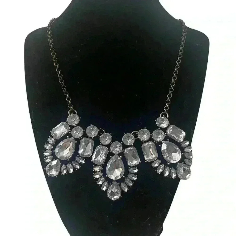 J.Crew Large Rhinestone Cluster Statement Necklace
